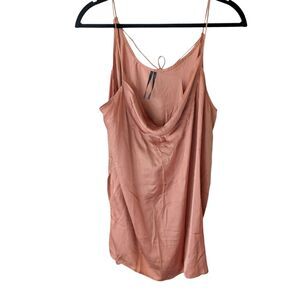 By Anthropologie Pink Satin Cowl Feminine Strappy Top Size XL